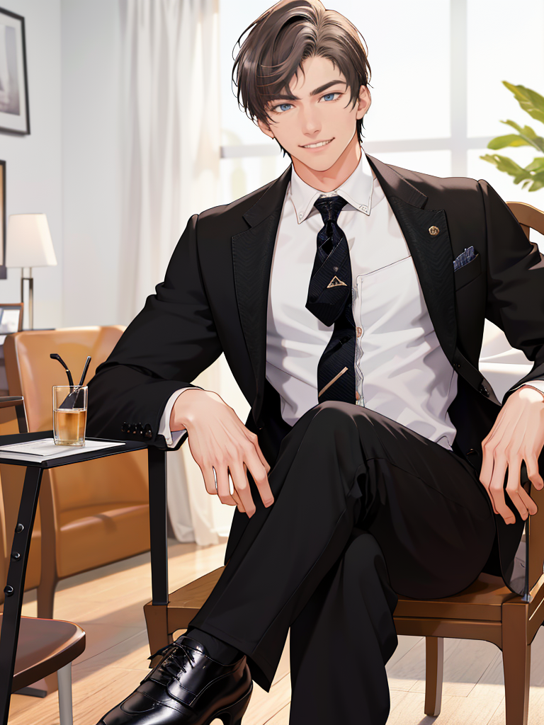 01172-2493830150-_lora_Artem_Wing_1_,Artem Wing,1boy,necktie,male focus,solo,sitting,jacket,shirt,white shirt,looking at viewer,pants,polo shirt,.png